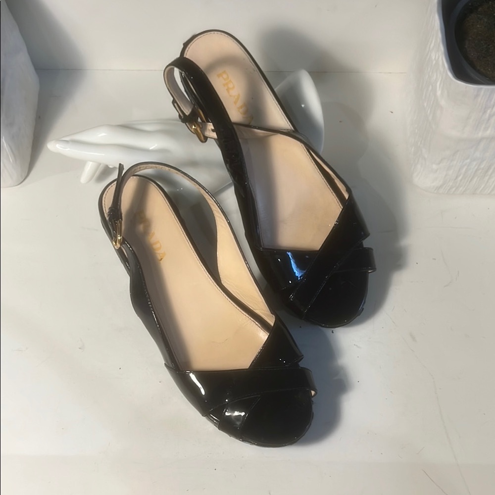Prada Women's Black Patent Leather Sandals